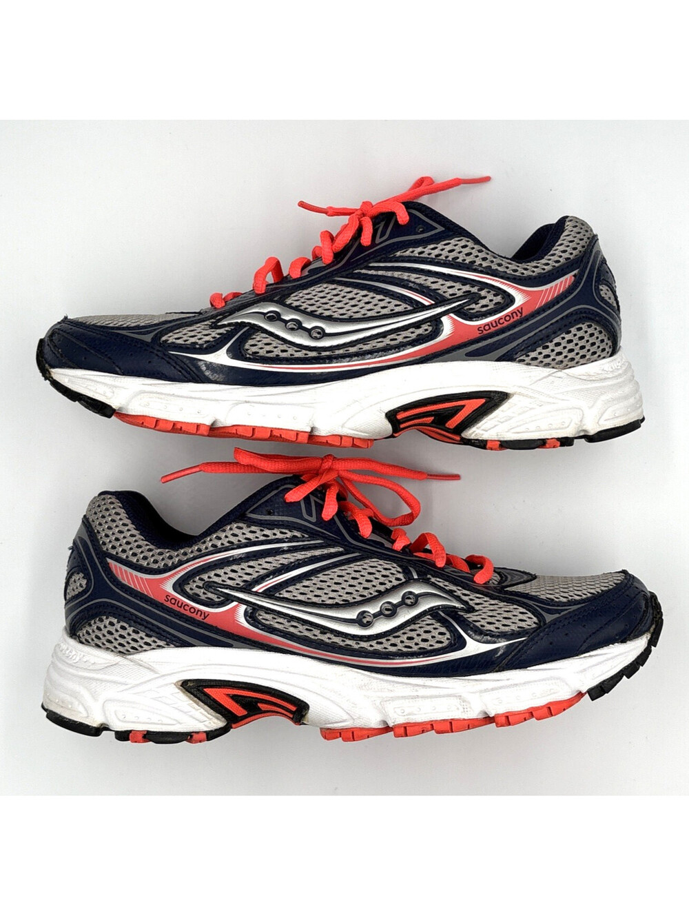 Saucony Grid Marauder 2 Silver Navy Orange Running Shoes Womens 9.5